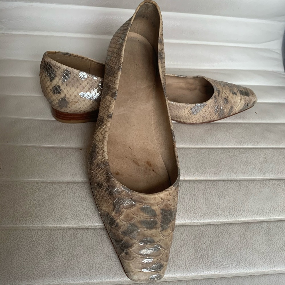 Stuart Weitzman Metallic Snake Textured Flats - image 4